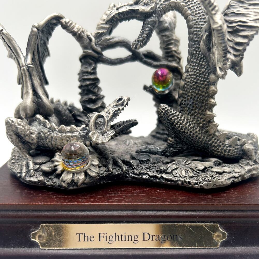 Rare VNTG The Fighting Dragons Pewter Statue by AG Slocombe #3320 Tudor Mint EUC - Picture 4 of 7